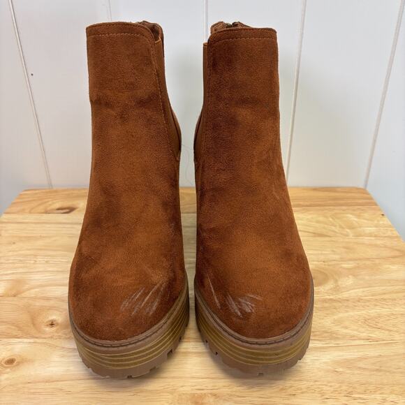 Diba Womens Boho Indie Chunky Ankle Platform Booties Size 11 Cognac Hipster - Picture 3 of 8